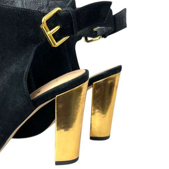 KATE SPADE New York Gold Mirror Heeled Mules in Black Suede Women's 7.5 M - Picture 14 of 16